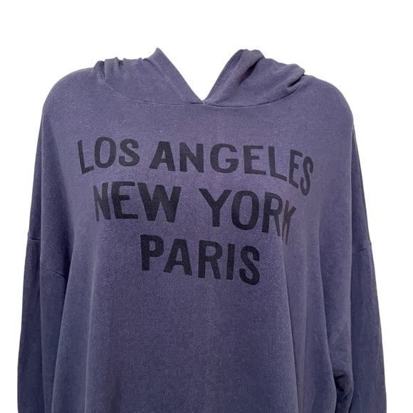 Anthropologie Sundry Women’s Hoodie Size XL Blue Los Angeles New York Paris - Picture 4 of 8